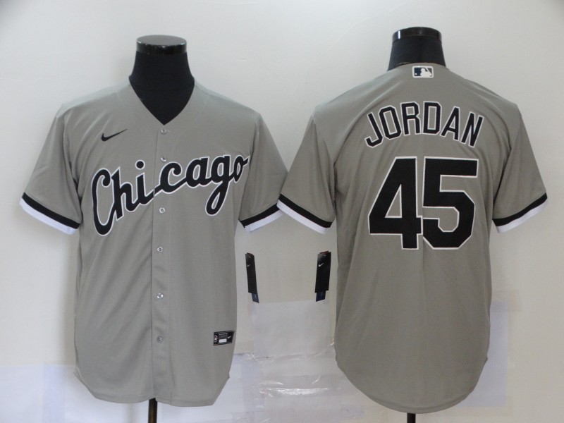 Men's Chicago White Sox #45 Michael Jordan Grey Cool Base Stitched MLB Jersey